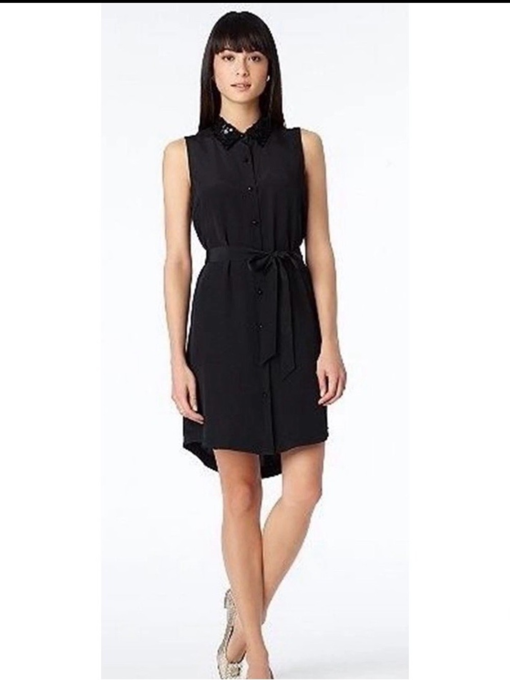 Kate Spade NY Silk Sequin Collar Shirtdress | Size 6